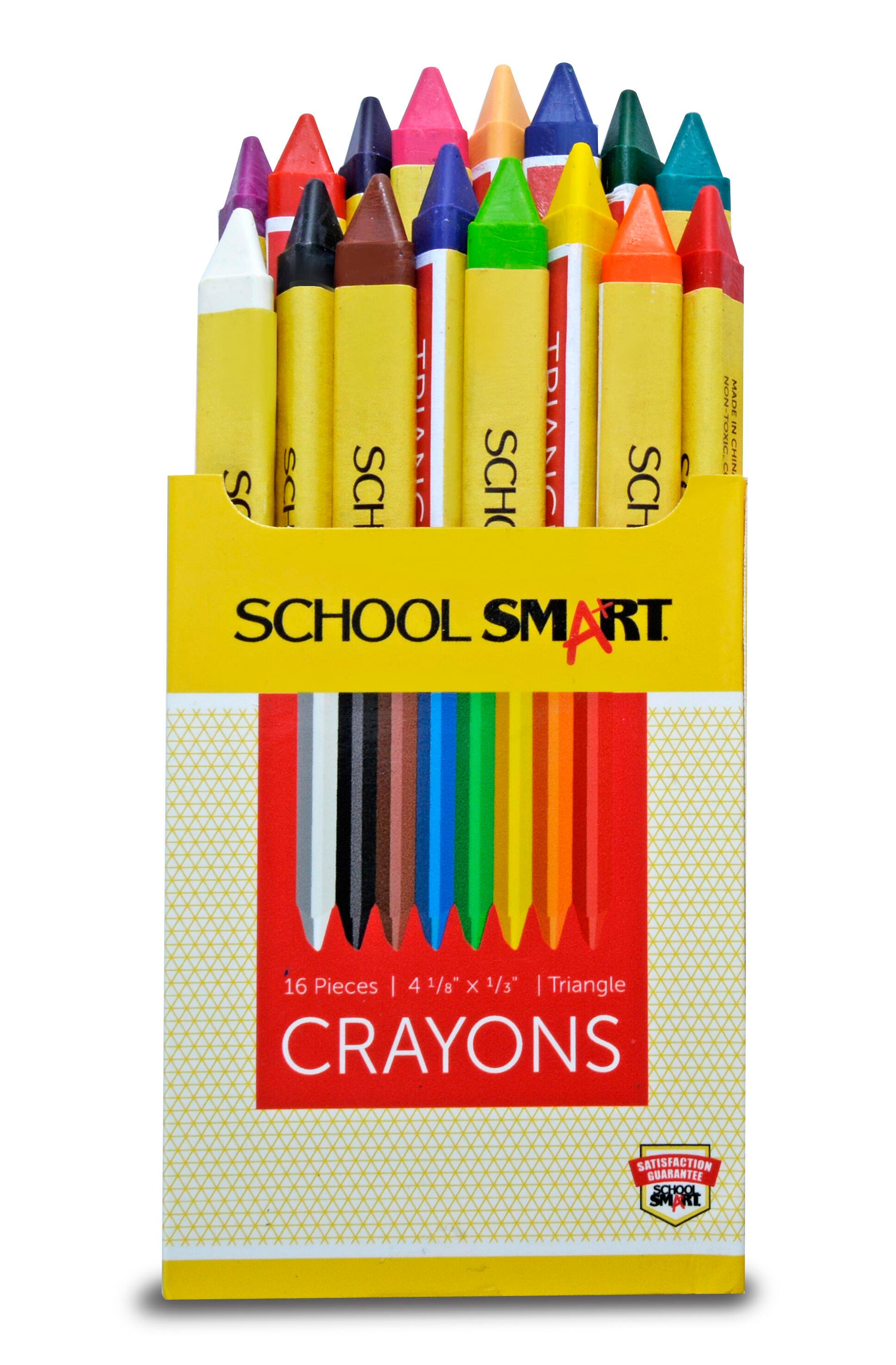 School Smart Triangular Crayons, Assorted Colors, Set of 16 1593524